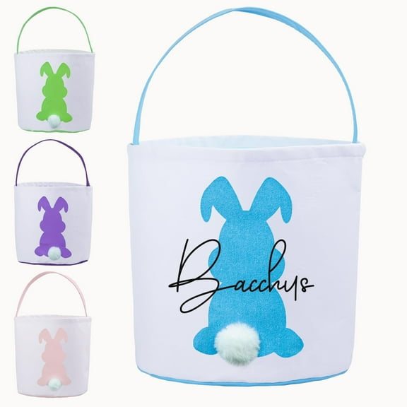 Clearance Easter Bunny Eggs Personalized Easter Baskets Custom Name Easter Bunny Basket Large Capacity Thickened Bottom Great For Easter Egg Games Easter