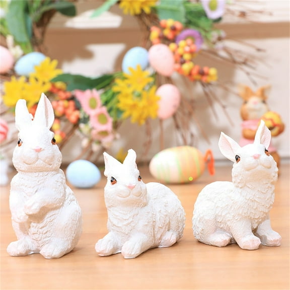 Clearance! Easter Bunny Figurine Home Bunny Decoration Easter Bunny Resin Crafts Rabbit Ornament Gift Three Rabbits