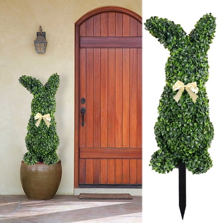 Clearance! Easter Bunny Topiary Boxwood Tree, 30" UV-Resistant Easter Home Decor for Porch Garden Outdoor & Indoor, Spring Rabbit Artificial Topiary Tree, Easter Gifts for Family Friends