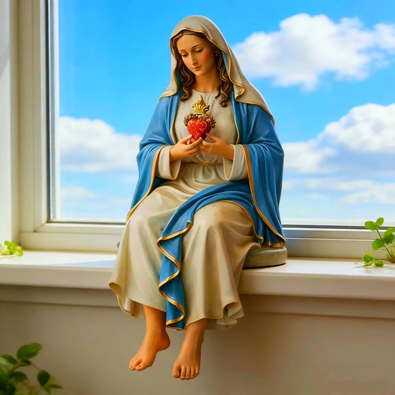 Clearance! Easter Catholic Immaculate Virgin Mary Statue of Heart, Blessed Holy Mother Mary Figure, Renaissance Sculpture by Buildclassic, Devout Home Decor, Religious Easter Gifts for Mom Women