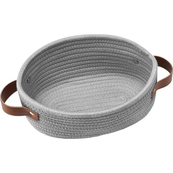 Clearance! Easter Decorative Woven Basket Grey Small Woven Basket Mini Cotton Rope Storage Basket Tiny White Easter Basket Shelf Basket Oval Decorative Basket Empty Gift Basket