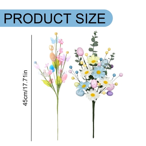 Clearance! Easter Egg Stems Flowers,Spring Artificial Flower Arrangement with Colorful Eggs,Artificial Sprays with Easters Eggs Berries Decorative Spring Speckled Pick Branch(3Pc)