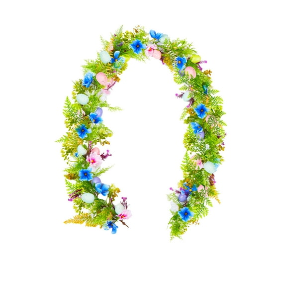 Hvmvliv Easter Garland 74.8Inch Easter Artificial Eggs Garland Real Eucalyptuss Simulation Rattan Home Wedding Spring Decorations Multicolor