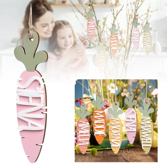 Clearance !! Easter Name Tags Custom Name Carrot Decorations Ideas Stuffers for Teens Girls Boy Baby Wooden Easter Tags for Bags Label White Elephant