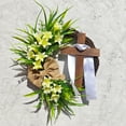 thumbnail image 1 of Clearance!!!Easter Wreaths for Front Door,Spring Wreath,Outdoor Easter Wreath,17 Inch Cross Bowknot Artificial Wreath with Mixed Decorations for Window Wall Mantel Porch Spring Decor Blue Ribbon, 1 of 7