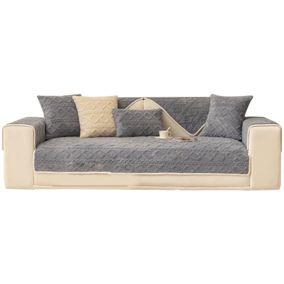 Clearance! Eeatig Sofa Cover Thickened Soft Sofa Decoration Couch Cover Warm Sectional Couch Cover Fuzzy Furry Non Slip Sofa Slipcover Furniture Protector Household Essentials Gray