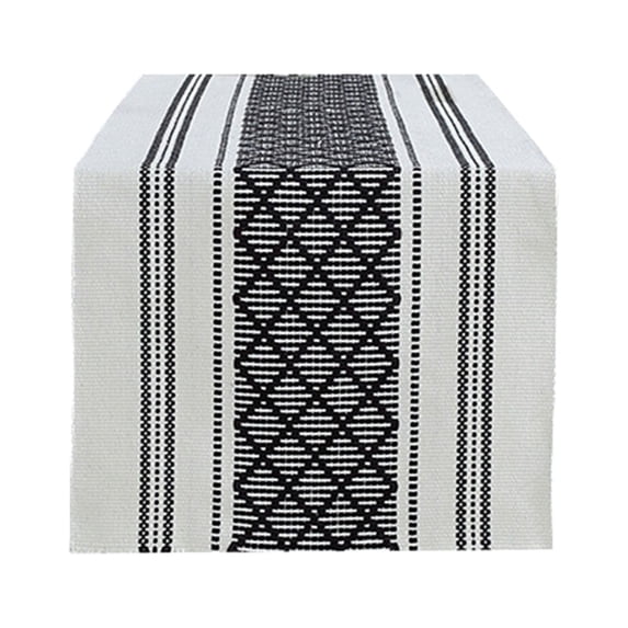 Clearance! Eeatig Tablecloth Table Runner with Fringe Black & Woven Washable Console Tabletop Runner Dresser Scarf Farmhouse Extra Long Heavy Cotton Table Topper Household Essentials Black