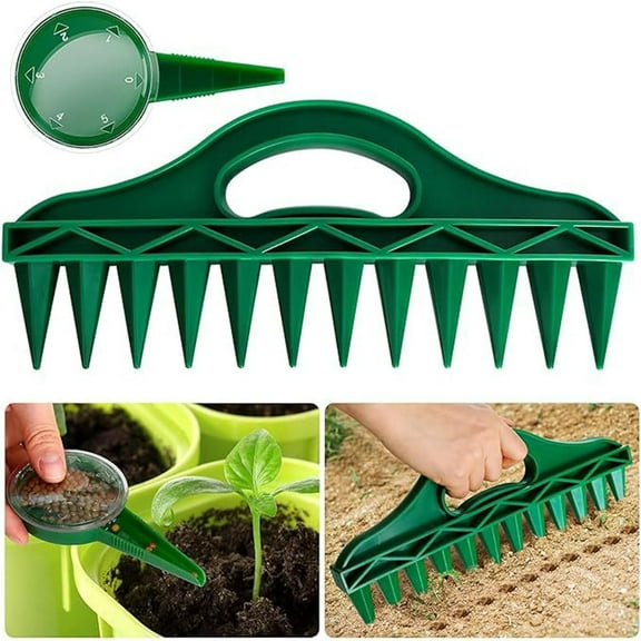 Clearance!Egooesam Garden Tools,12 Holes Seed Dispenser With Handle Seed Garden Soil Spacers Tool Practical Efficient Seed Planter Tool Hand Seed Dibbler For And Bulbs (2Pcs),Gardening Supplies