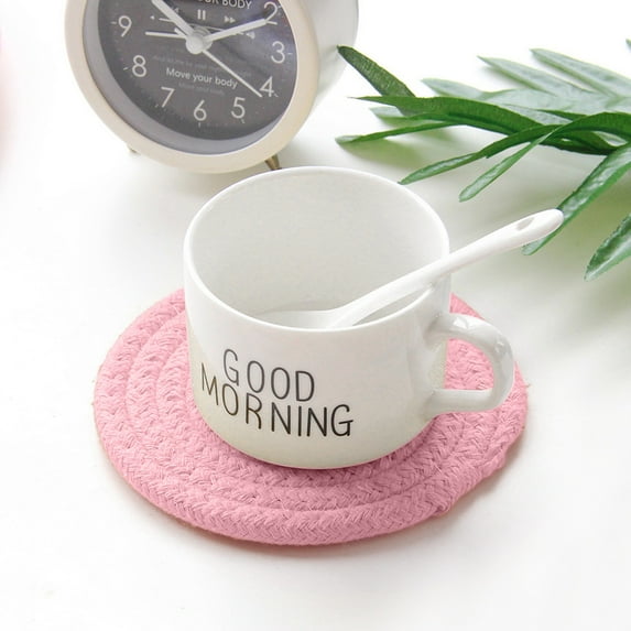 Clearance!Egooesam Kitchen Essentials,Round Placemats,12cm Cotton Insulation Mat Meal Mat Woven Anti Scalding Table Mat Bowl Mat Nordic Simple Pot Mat Cotton Insulation Mat,Accessories,Pink