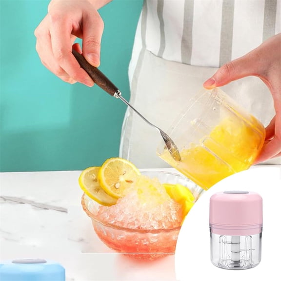 Clearance!Egooesam Manual Crushed Ice Maker Machine, Countertop Ice Shaver Snow Cone Machine Protable Small Slushie Machine Wireless Vegetable Masher With Usb Charging 250ml Pink