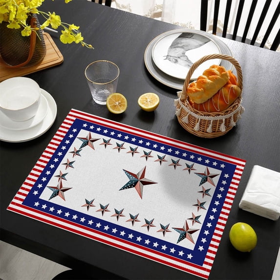 Clearance!Egooesam Placemats,Independence Day Fabric Placemats Heat Insulation Table Mats Festive Western Style Dinner Napkins Tablecloth,Table Mats Set Of 6,Clearance Sale
