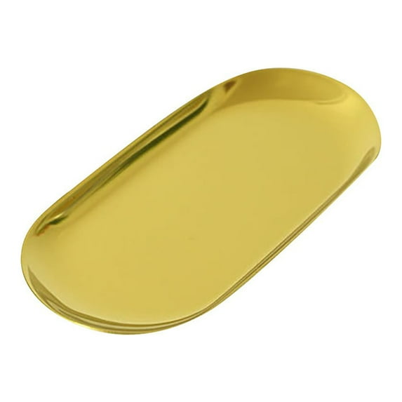 Clearance! Eguiwyn Kitchen Gadgets, Rack, Stainless Steel Decorative Tray Jewelry Dish Cosmetics Organizer Bathroom Clutter Serving Platter Small Storage Tray Oval A