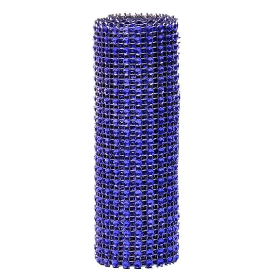 Clearance! Eguiwyn Mesh Drill Crystal Rhinestone Ribbons Plastic 24 Rows Shiny Diamond Rhinestone Mesh Wrap Roll Blue