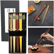 Clearance! Eguiwyn Reusable Chopsticks Japanese Natural Wooden Classic Style Pairs Lightweight Hand Carved Sticks 8.8 Inch 22.5cm Set