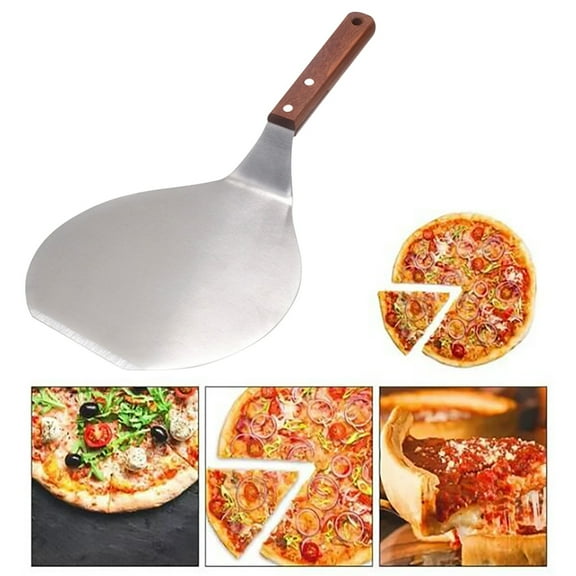 Clearance! Eguiwyn Stainless Pizza Spatula Large Wood Handle Round Spatula Cake Moving Spatula Kitchen Utensils Stainless Steel Pizza Shovel, Pizza Cake Tray for Baking Homemade Pizza