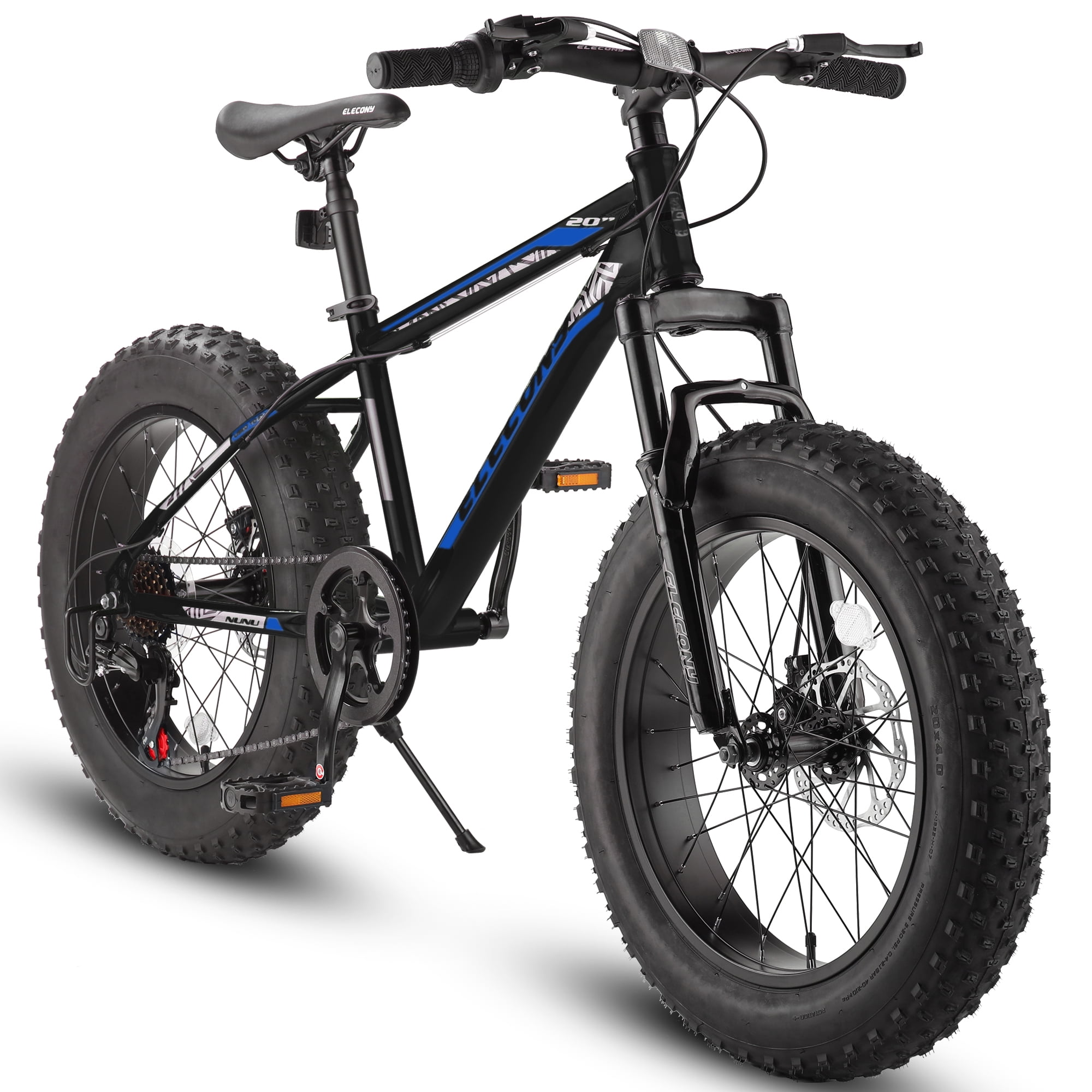 Clearance Elecony 20 Inch Fat Tire Bike Adult Youth Full Shimano 7 Speed Mountain Bike Dual Disc Brake High Carbon Steel Frame Front Suspension Mountain Trail Bike Urban Commuter City Bicycle Walmart....
