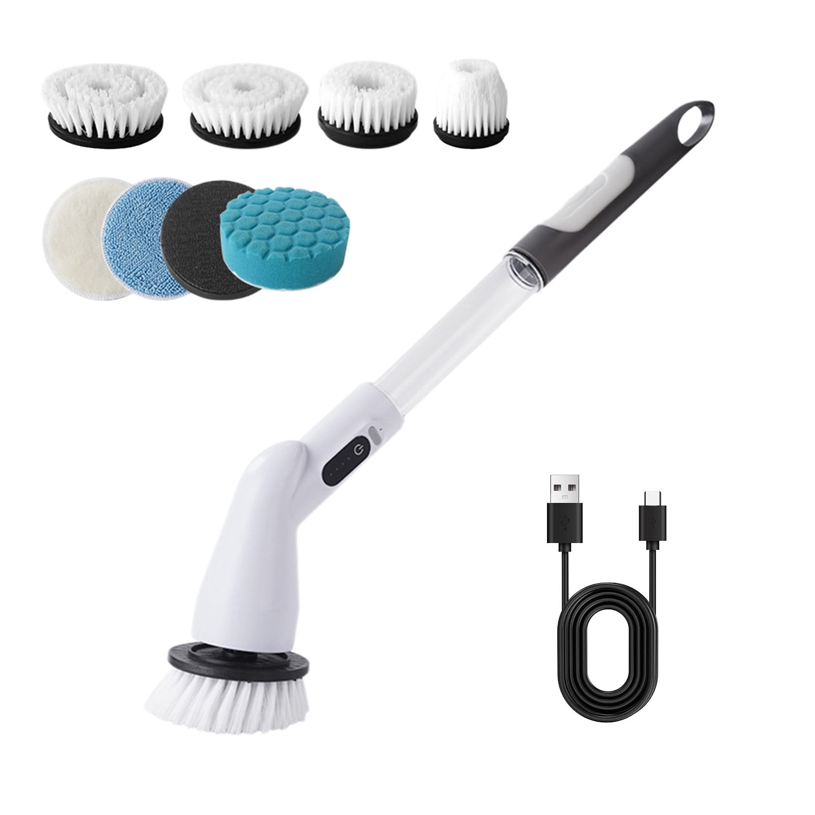 Cordless Electric Spin Scrubber with Adjustable Handle and 7 Heads