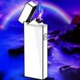 thumbnail image 1 of Clearance! Electric USB Rechargeable Lighter Windproof Flamesless Plasma Dual Arc Lighter Small Metal Pocket Lighters for Candle, Incense, Camping Silver, 1 of 7