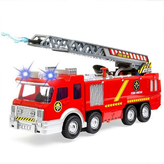 Electronic Power Fire Truck Car Toy for Toddlers Kids Boys Girls Birthday Realistic Firetruck Toy with Water Shooting & Lights & Sounds & Extending Ladder Functions