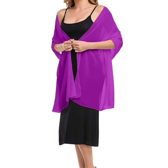 Clearance! Elegant Chiffon Wedding Shawl for Women Silky Soft Bridal Scarf Lightweight Sheer Evening Wrap Dress Accessory Purple