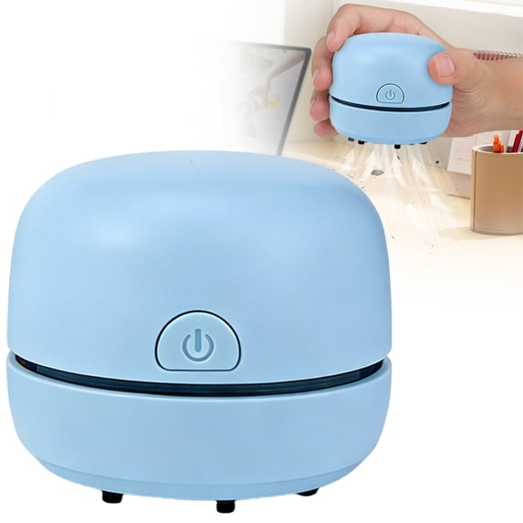 Clearance Eligible Mini Desktop Vacuum Cleaner, USB Rechargeable Handheld Desk Vacuum, 2.48×2.56 in Portable Cordless Vacuum for Keyboard Table Crumbs Dust Car Interior Cleaning, Sky Blue