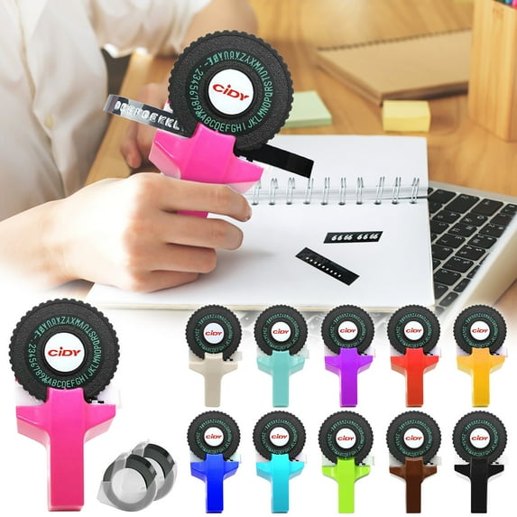 Savings Embossing Label Maker Machine with Tapes,Mini Portable Embossed Label Printer with 2 Rolls Embossing Label Tapes,Manual Lettering Machine,Easy to Operate Efficient Labeling Label Printer