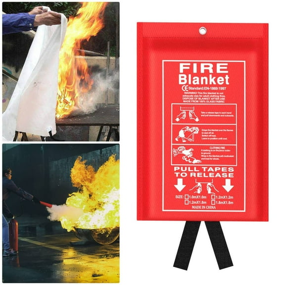 Clearance! Emergency Fire Blanket for Kitchen and Home 39.37” X 39.37” Fiberglass Fire Blankets for Suppression Fire Retardant Blanket 1 Pack Fire Blanket