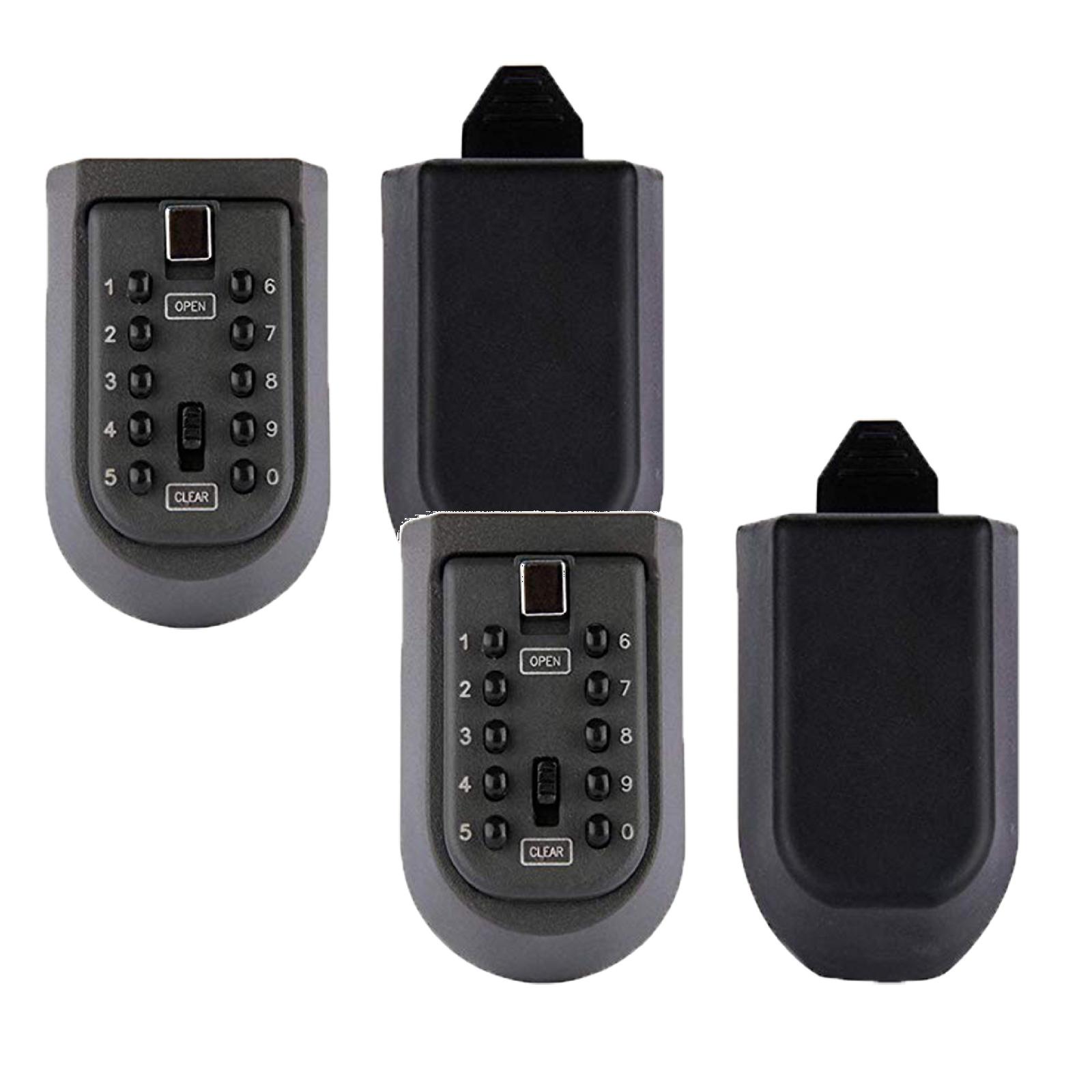 Clearance Equipment package under $20,Indoor & Outdoor Key Lock Box Wall Mounted Button Combination Key Storage Lock Box With Black Rubber Cover & Wall Fixings For 5 To 7 Keys 2PC