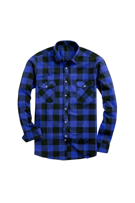 Long Sleeve Shirt for Men Casual Plaid Button Down Shirt with Pockets