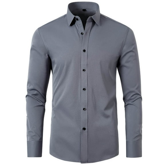 Erwazi Men's Shirt Solid Casual Button Down Collar Shirts Long Sleeve Dress Shirts