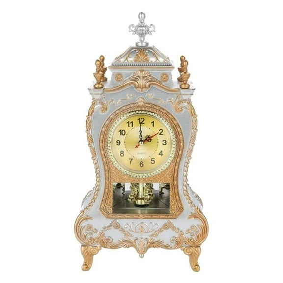 Clearance! European Antique Desk Clock Retro Clock Living Room Decoration Desk Clock Home Clock Brown Red/White