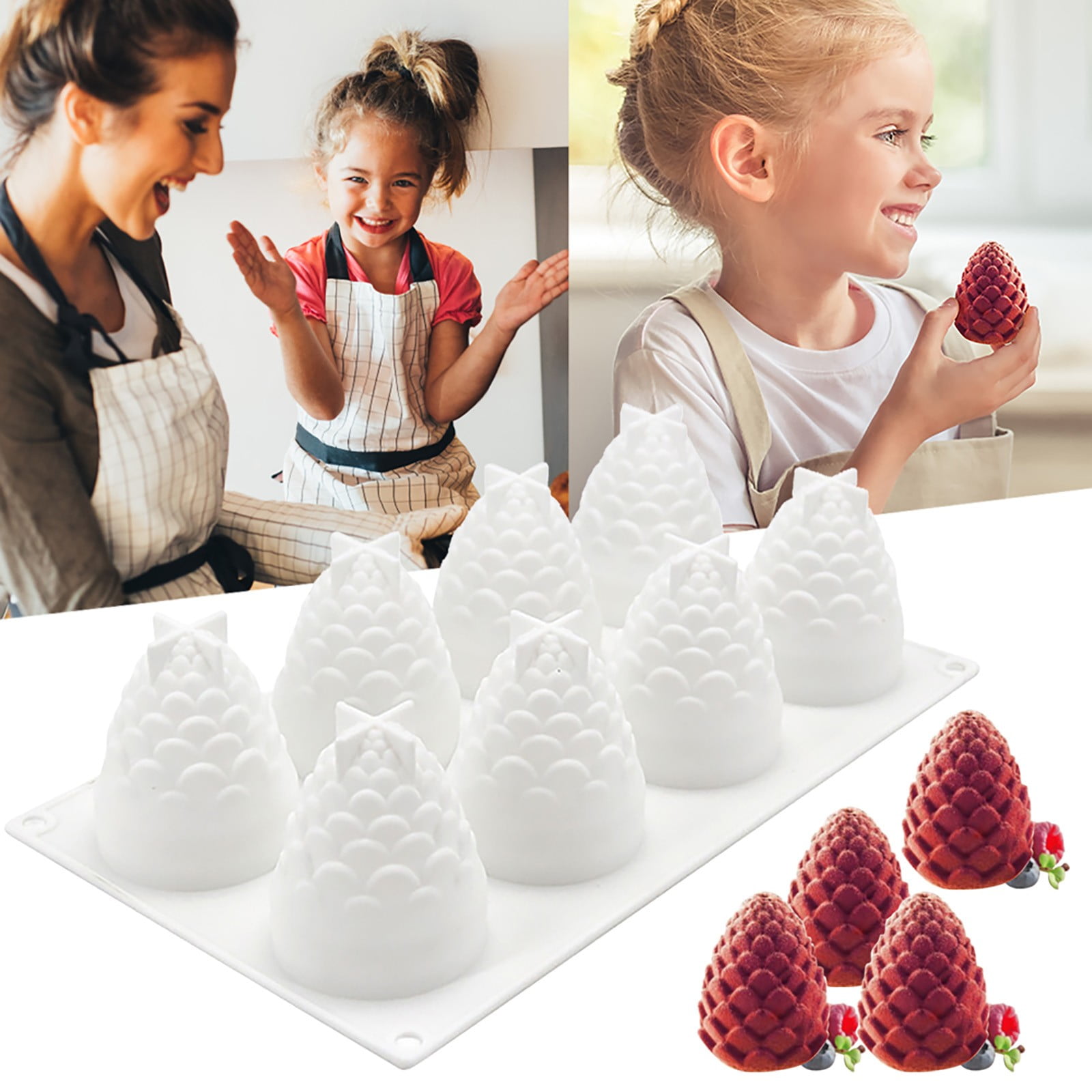 Clearance Event! Christmas Sheet Of 8 Silicone Cake Moulds DIY Baking