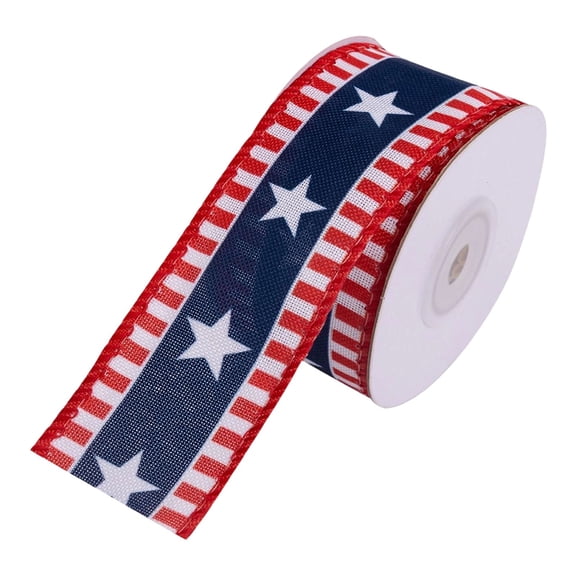 Clearance Event & Party under $1,Patriotic Wired Ribbon 5 Yards Total Red White Stripe & Plaid Ribbon For 4th Of July Decor Independence Day Memorial Day & America Anniversary Crafts