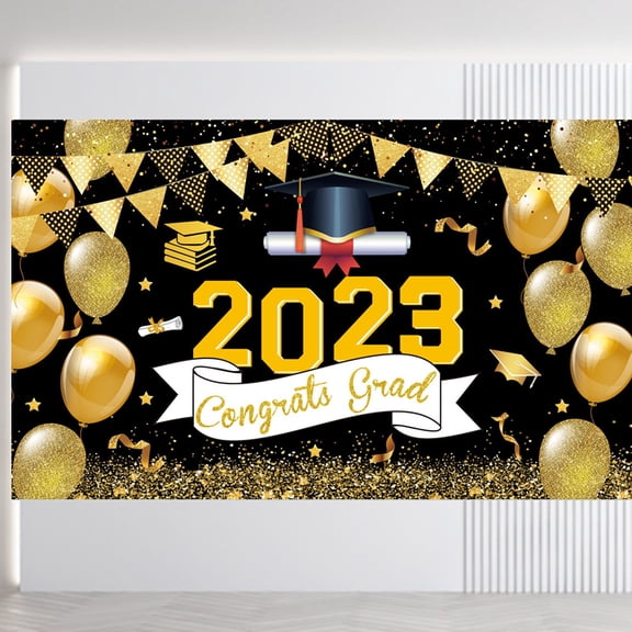 Clearance Event & Party under $10,EXtraLarge Congrats Grad Banner 180x110 Cm | Graduation Party Decorations 2023 Black And Gold | Graduation Banner 2023 | Graduation Decorations Class Of 2023 |