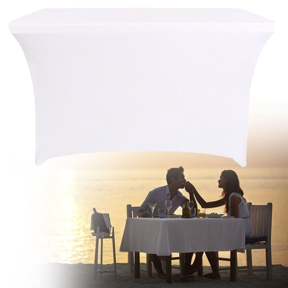 Clearance Event & Party under $15,Spandex Table Cover For 6 Foot Rectangle Tables 6 Pack Tablecloth Elastic 6ft Folding Tablecloths For Vendor Booth Display Banquet Buffet Event Craft
