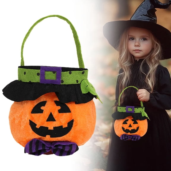 Clearance Event & Party under $5,Halloween Candy Bag Portable Pumpkin Bag Velvet Witch Bat Pumpkin Bag Candy Bag Halloween Props