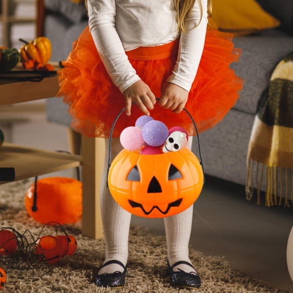 Clearance Event & Party under $5,Halloween Decorations Can Be Folded Two Half In One Pumpkin Bucket Size PP Material Candy Bag Props.