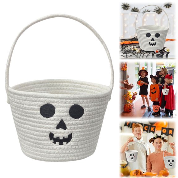 Clearance Event & Party under $5,New Children's Halloween Storage Basket Portable Candy Cotton Rope Storage Basket Toy Basket