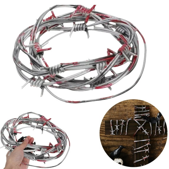 Clearance Event & Party under $5,PVC Halloween Barbed Wire Garland Realistic Fence Decoration For Indoor/Outdoor House & Prank Props (8.2FT)