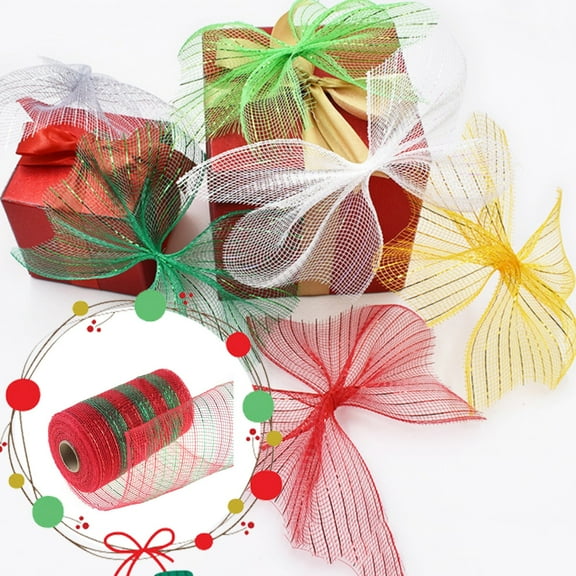 Clearance Event & Party under $5,Poly Mesh Ribbon With Metallic Foil Each Roll For Wreaths Swags Bows Wrapping And Decorating