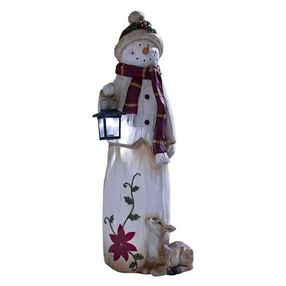 Clearance Event Snowman with LED Light Decor Outdoor Christmas Light Up Resin Stone Door Greeter Figurine Art Xmas Decorations for Yard Garden