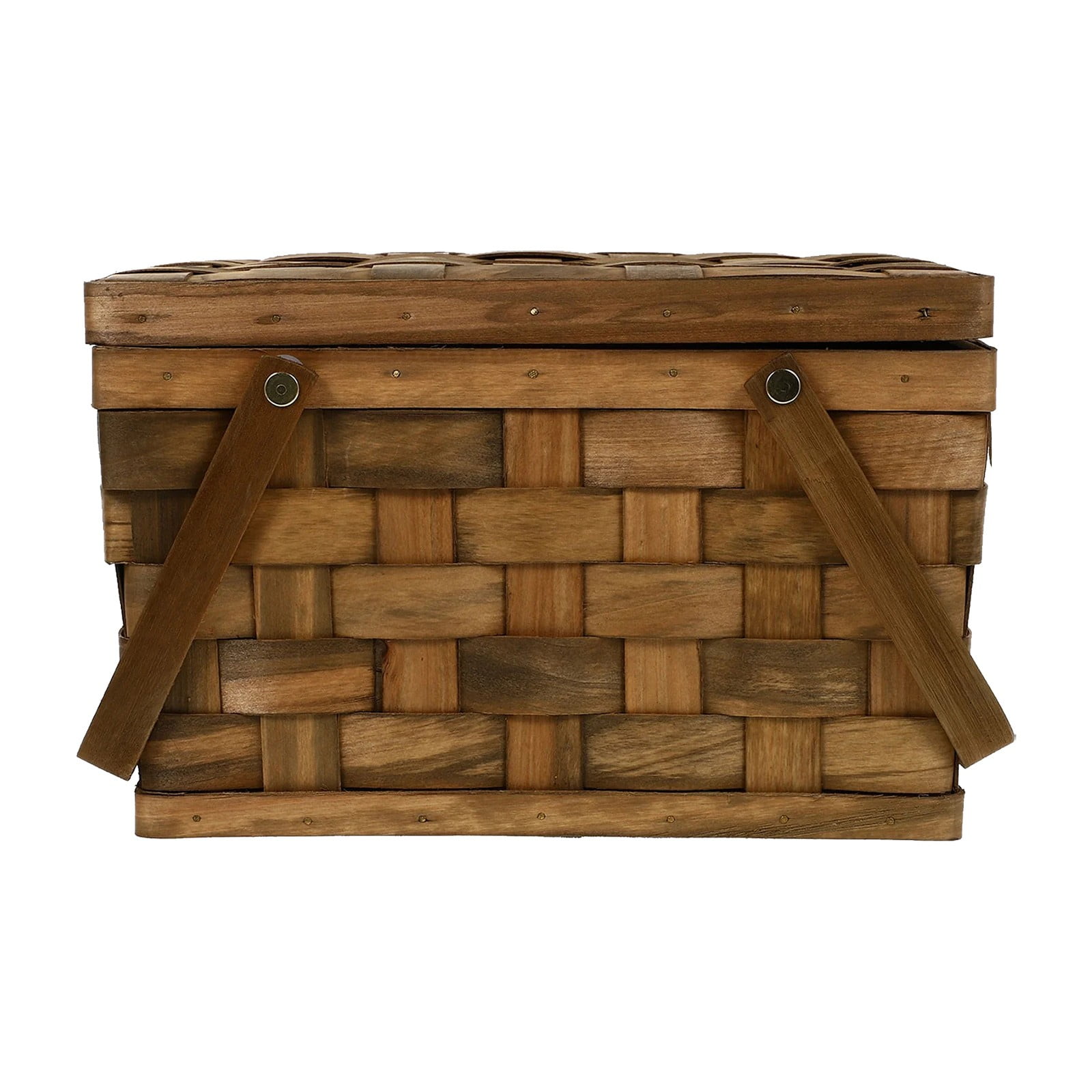 Clearance Ewgqwb Wood Chip Woven Picnic Basket With Lid For Storage Handle Basket Bread Display Basket Wedding Props Basket