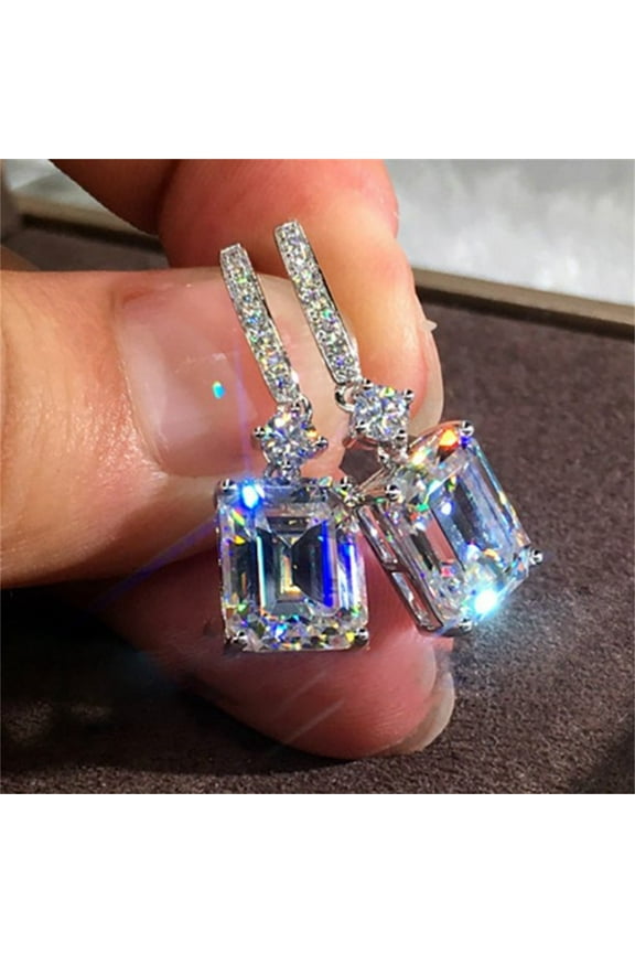 Clearance! Exquisite 925 Sterling Silver Diamond Crystal Drop Earrings for Women 2024