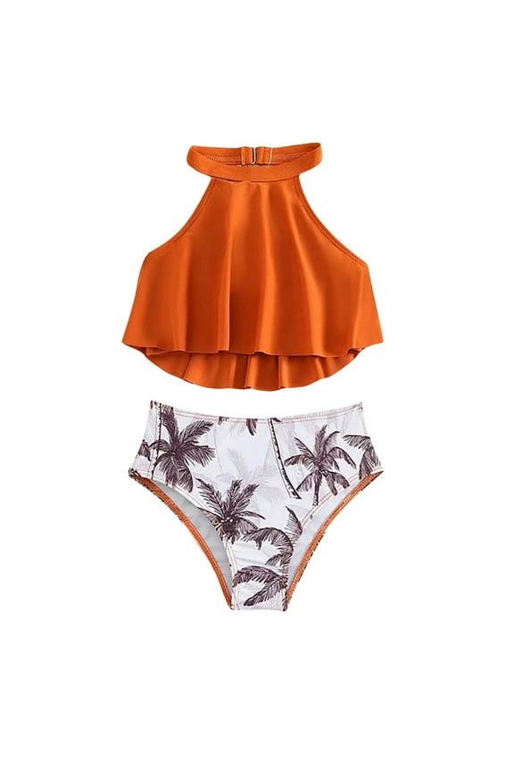 Clearance！ FADAACAI Family Matching Bathing Suits Matching Set Mommy And Me Bathing Suits Matching Swimsuits Two Piece Bikini Beach Swimwear Family Matching Swimwear Matching Swimsuits for Family 7Y