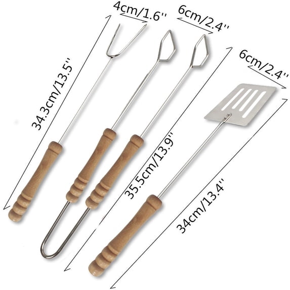 Clearance!FNGZ Barbecue Stents 3Pcs Barbecue Tools Set Grilling Tongs Fork Spatula Clainless Cleel Bbq Utensil