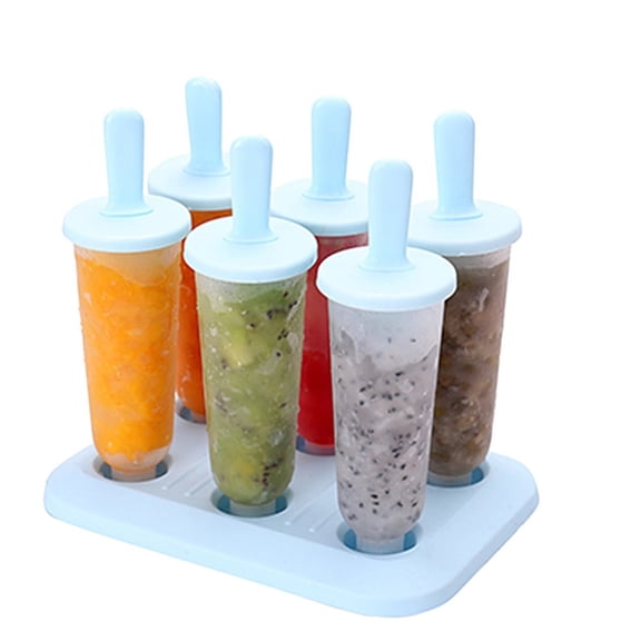 Clearance! FNGZ Ice Mold 6Pc/1 Set Circular with Lid Ice Tray Diy Ice Cream Mold Blue