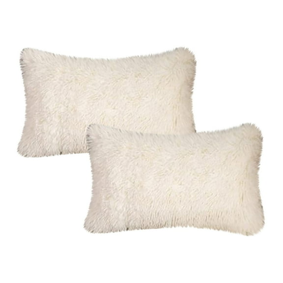 Clearance!FNGZ Pillow Case Clearance 2 Pack Soft Fluffy Pillow Cases Shaggy Plush Pillow Shams Pillowcases Faux Pillow Covers Furry Velvet Decorative Pillow for Bed Sofa Couch Zipper Closure White