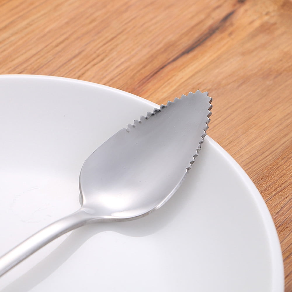 Discount! FNGZ Spoon Steel Serrated Thick Dessert Spoon Spoon