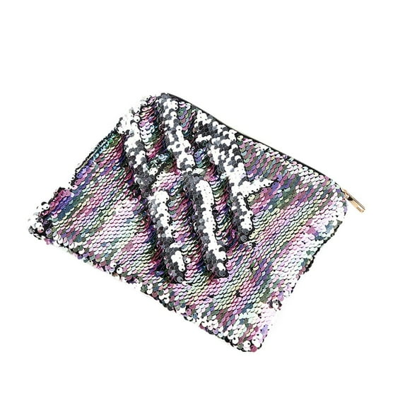 Clearance! FNGZ Stationery Bag Pencil Pouch Student Sequins Large Capacity Pencil Case Bag Stationery Zipper Pouch Bag Silver