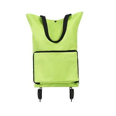 Clearance! FNGZ Storage Container Folding Foldable Shopping Trolley Bag Cart Grocery Handbag Tote Rolling Wheels Green
